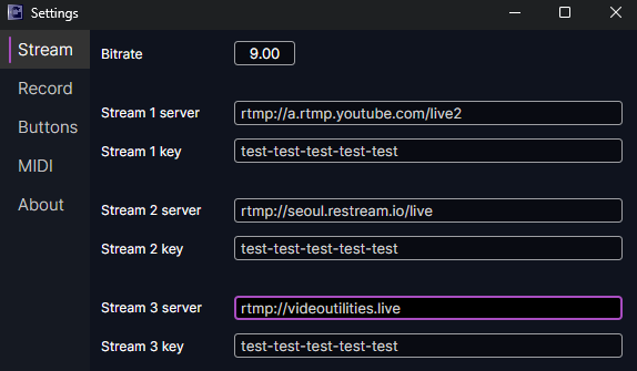 GoStream stream settings
