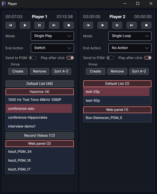 GoStream Player Playback list