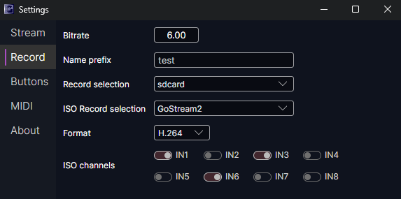 Record settings